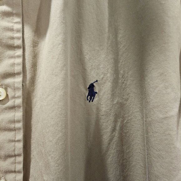 RALPH LAUREN POLO MENS SHIRT LARGE TAN BLAKE CLASSIC LONG SLEEVE BUTTON DENIM - Picture 4 of 7
